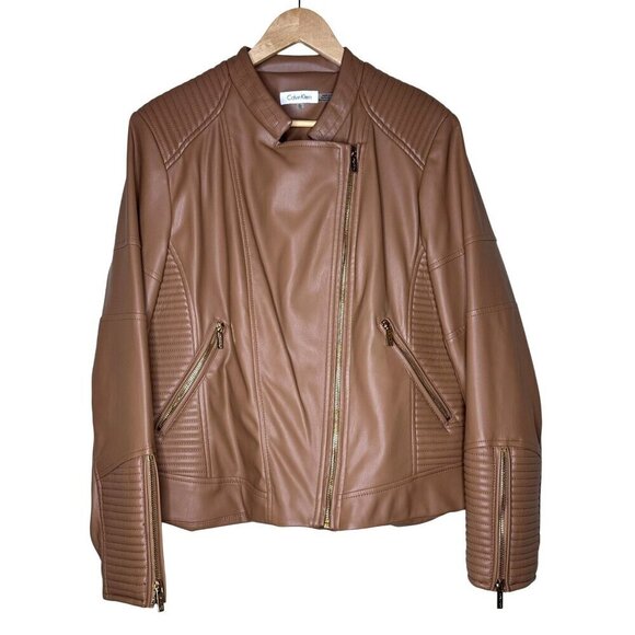 Calvin Klein Jackets & Blazers - Calvin Klein Jacket Womens Moto Faux Leather Womens Size XL Lined